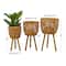 Brown Bamboo Bohemian Planter, Set of 3" 26", 23", 20"